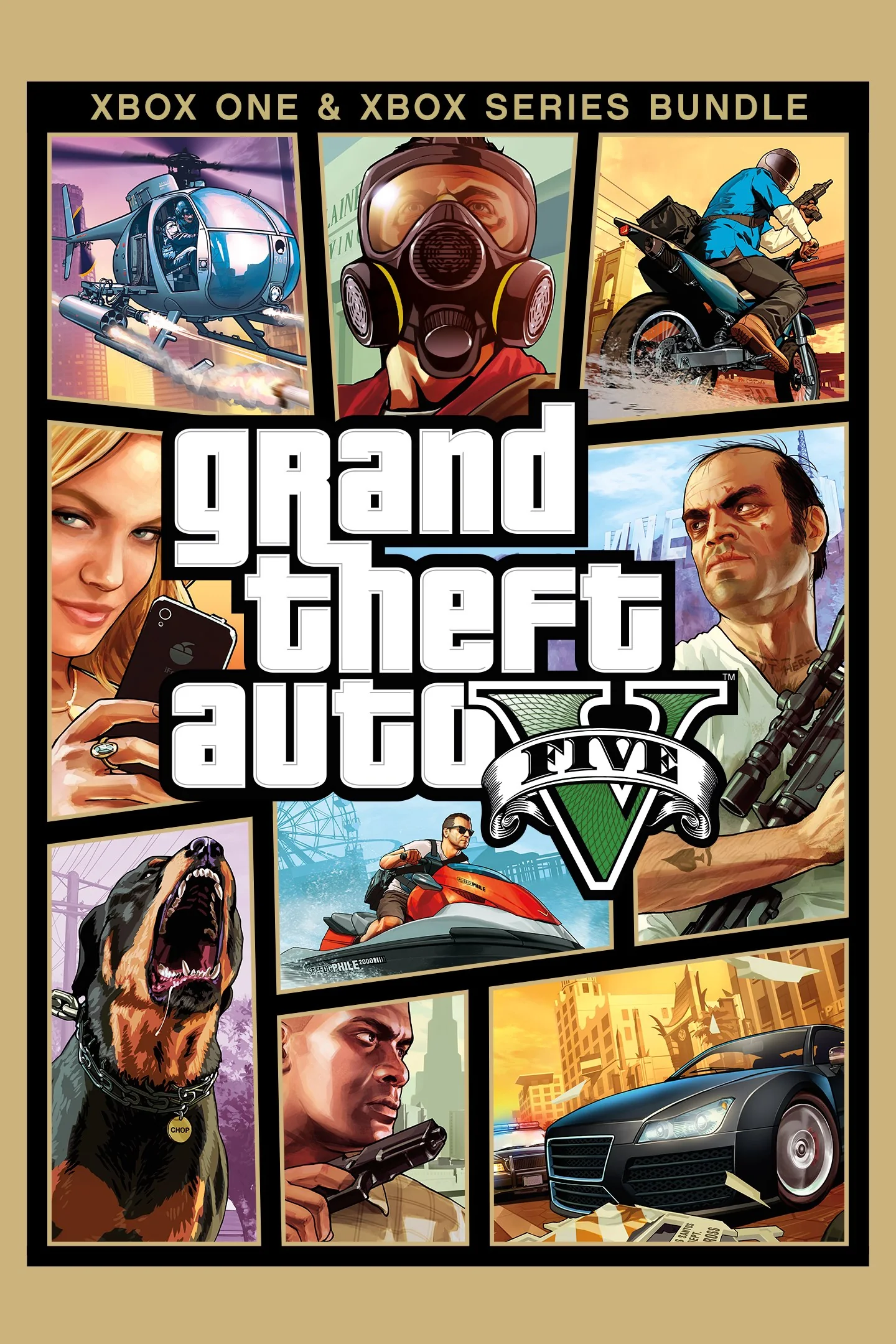 Official Grand Theft Auto V Xbox product artwork used to identify the correct cloud edition
