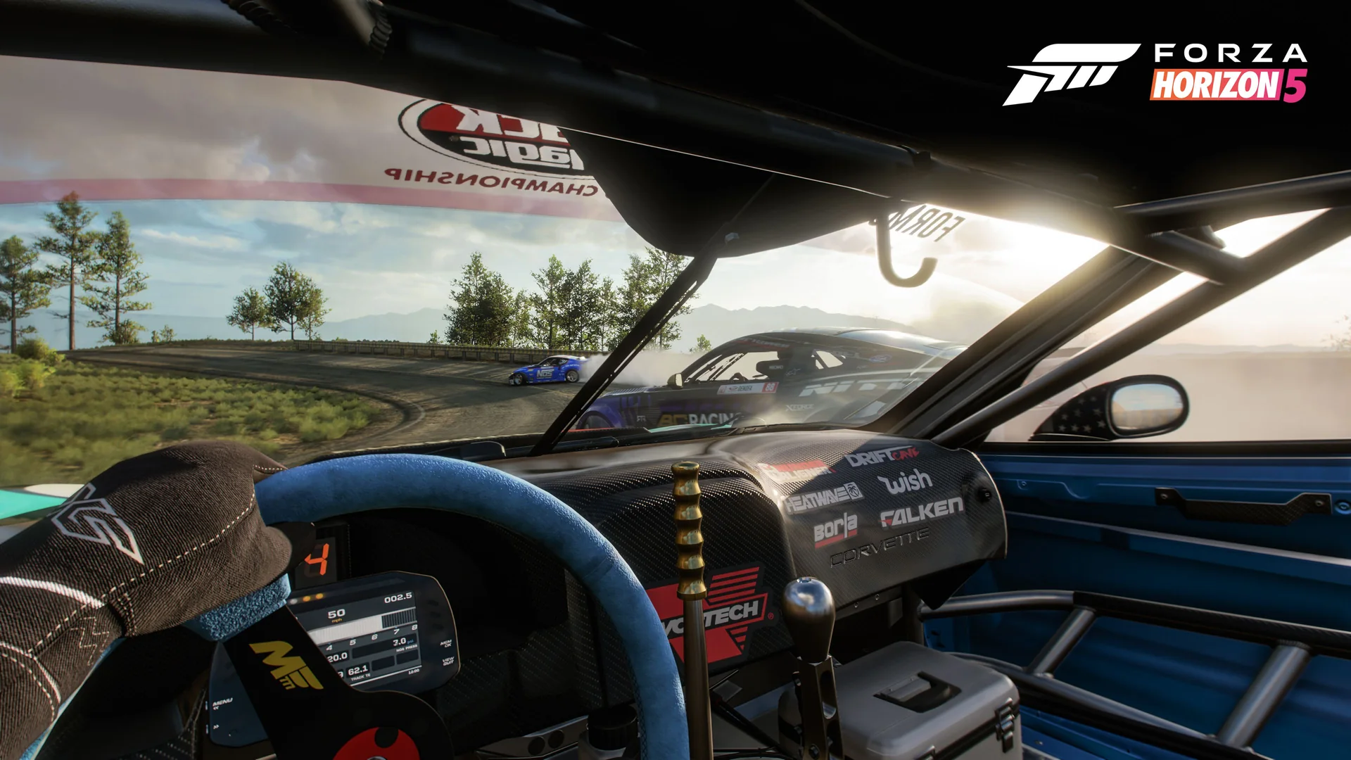 Forza Horizon 5 cars racing through the game’s Mexican landscape