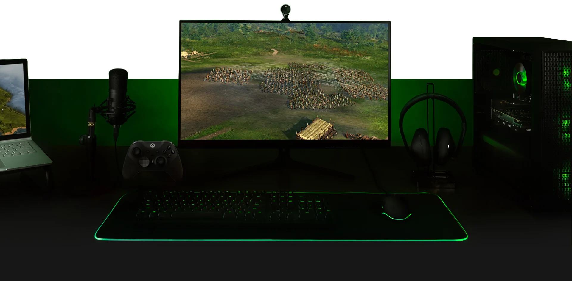 Official PC Game Pass artwork showing Xbox gaming on a Windows computer