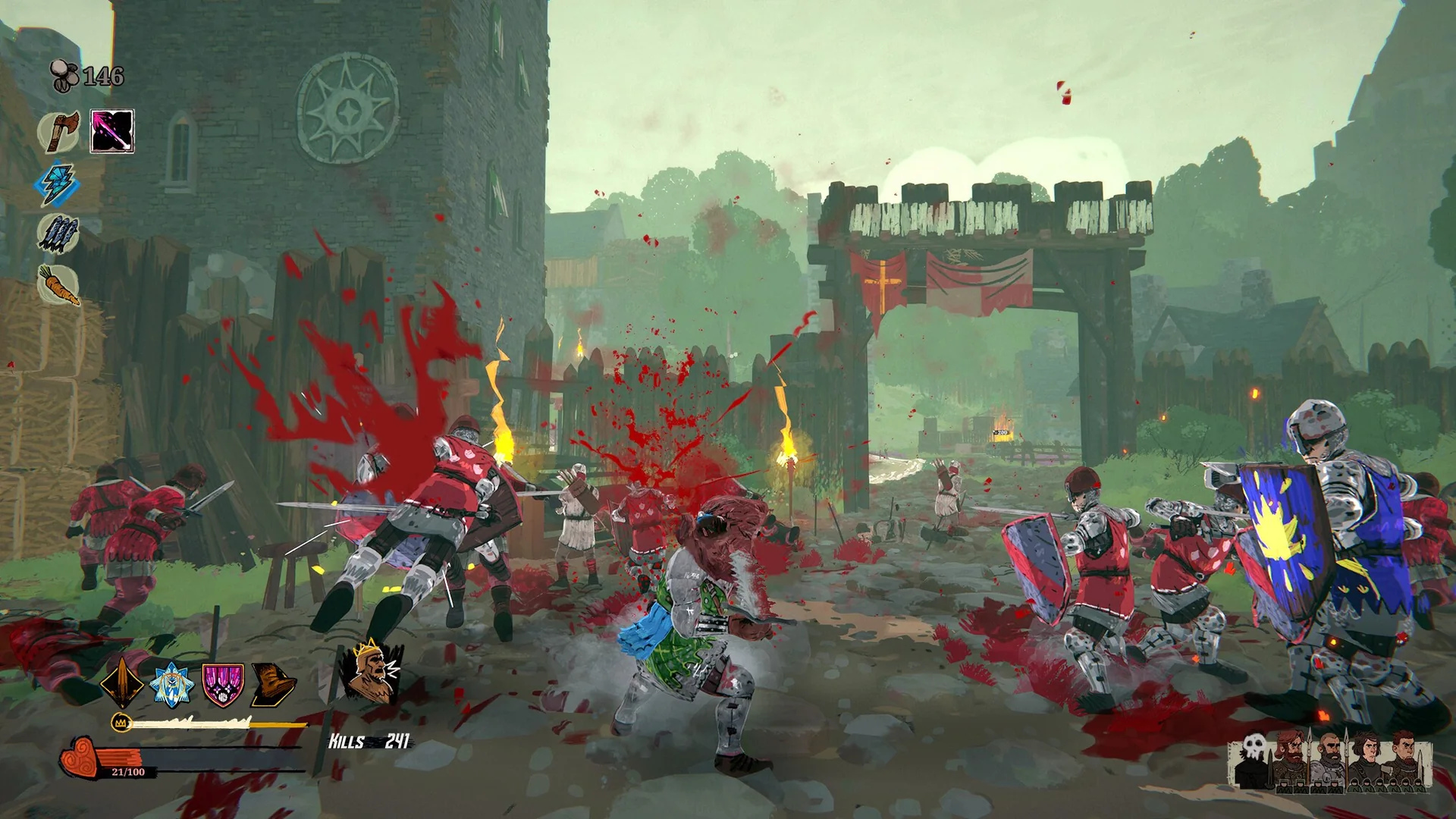 Tears of Metal gameplay showing a medieval battlefield on PC