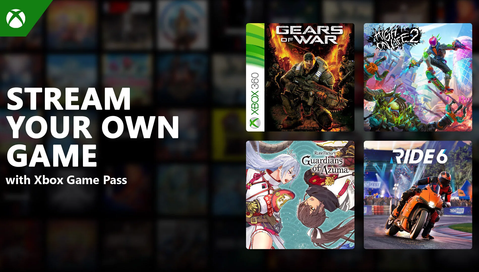 Xbox Stream Your Own Game promotion showing cloud-playable owned game artwork