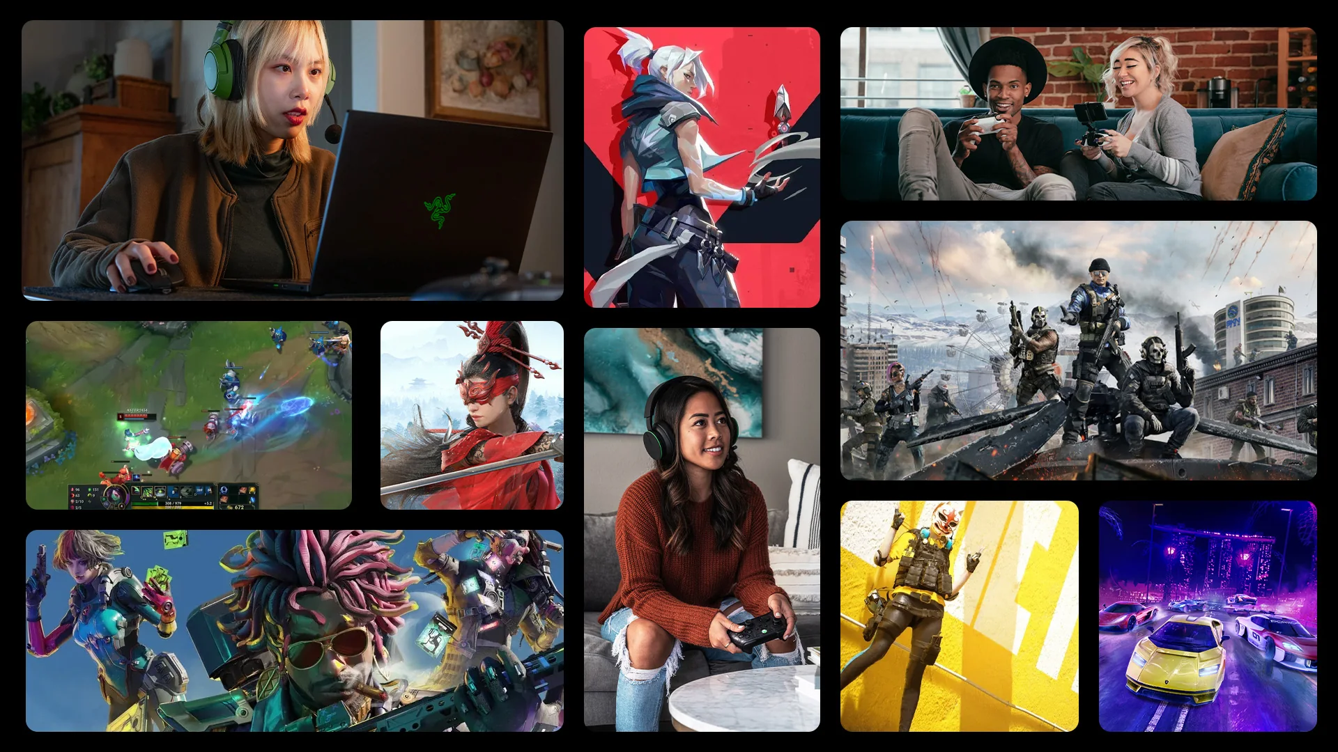 Official Xbox collage showing players and games associated with Game Pass benefits