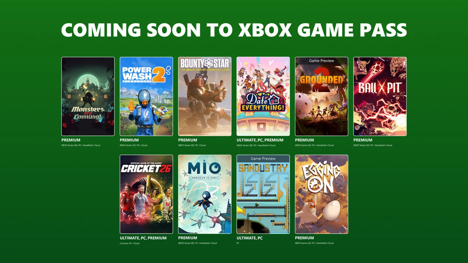 Official Xbox Game Pass montage of games moving through the August 2026 catalog